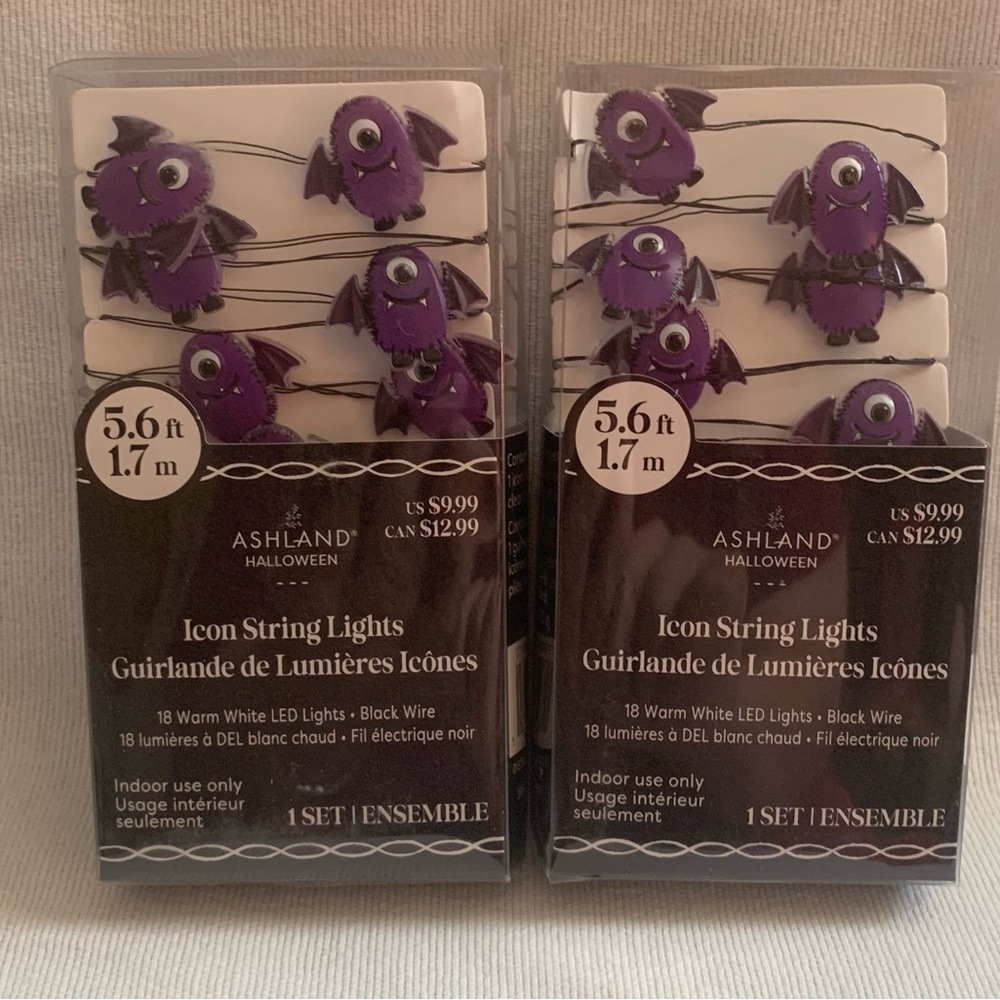 NIB LED Ashland Purple Bat and Monster String Lights
